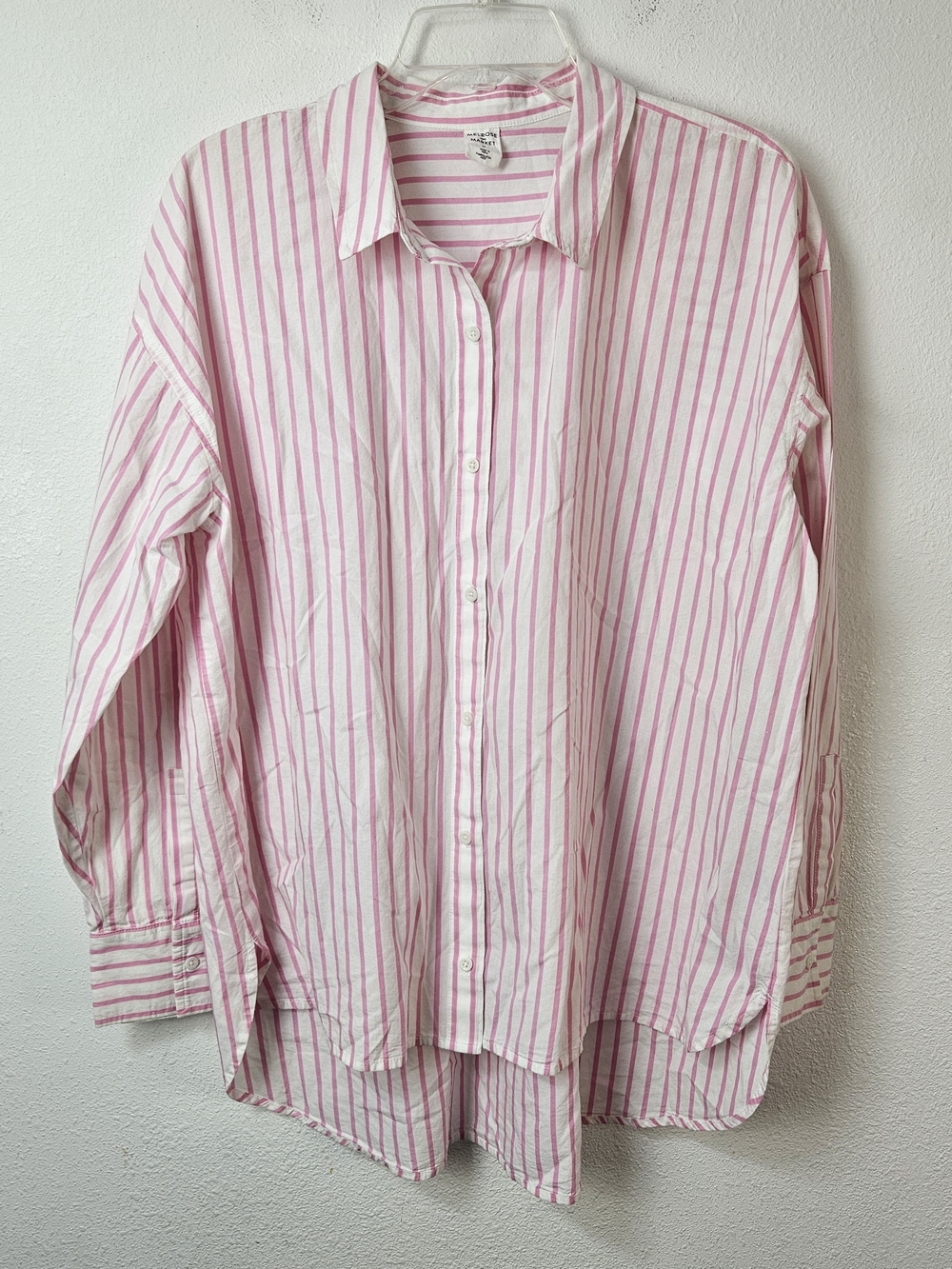 Melrose And Market Pink and White Striped Button-Down Shirt Size 2X